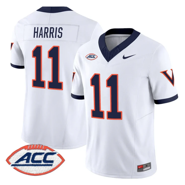 Trell Harris Jersey #11 Virginia Cavaliers 1995 Throwbacks Stitched White by NCAA Football Jersey