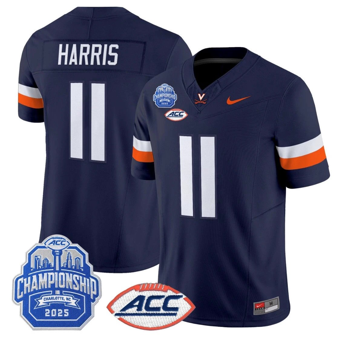 Trell Harris Jersey #11 Virginia Cavaliers 2025 ACC Championship Stitched by My Store NCAA Football Jerseys