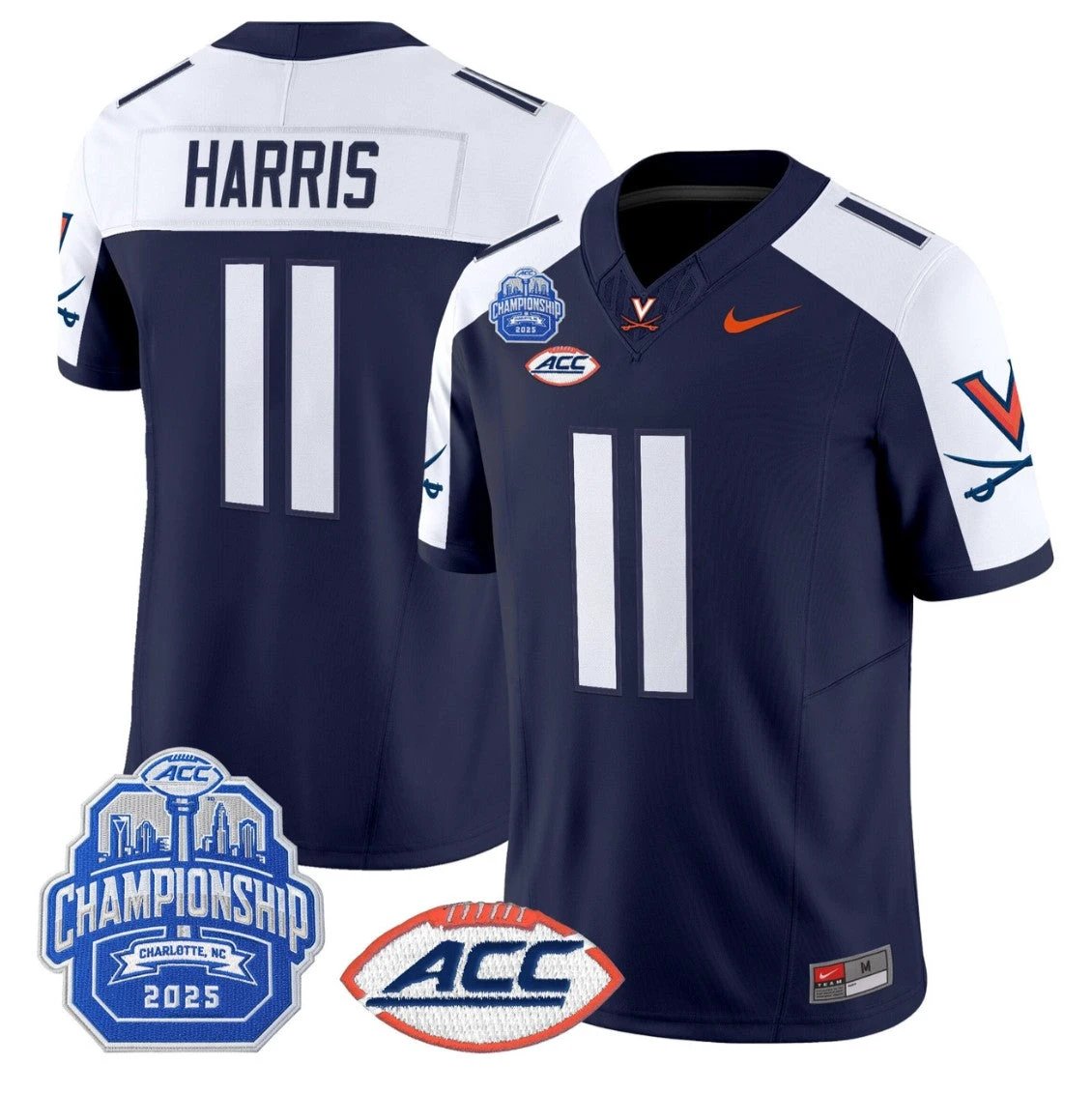 Trell Harris Jersey #11 Virginia Cavaliers 2025 ACC Championship Stitched by My Store NCAA Football Jerseys