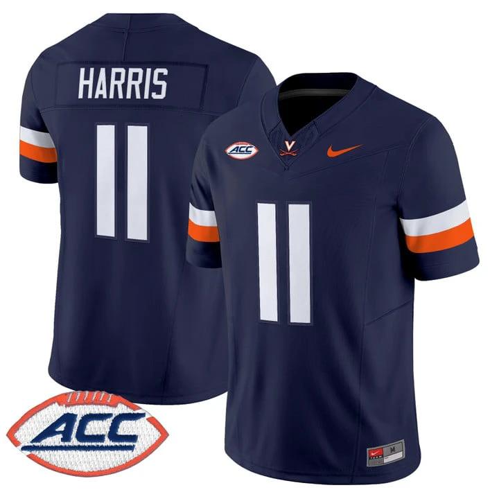 Trell Harris Jersey #11 Virginia Cavaliers 2025 Vapor Limited Stitched 1995 by My Store NCAA Football Jerseys