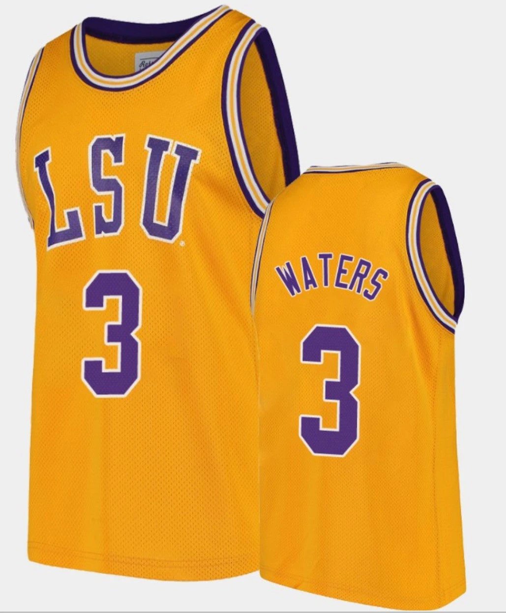 Tremont Waters Jersey LSU Tigers College Basketball Gold Replica #3 by My store basketball