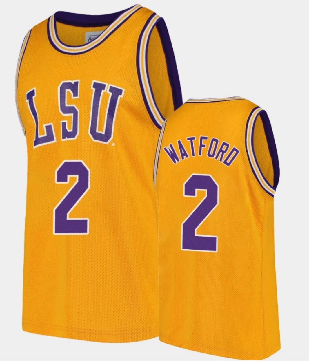Trendon Watford Jersey LSU Tigers College Basketball Gold Replica #2 by My store basketball