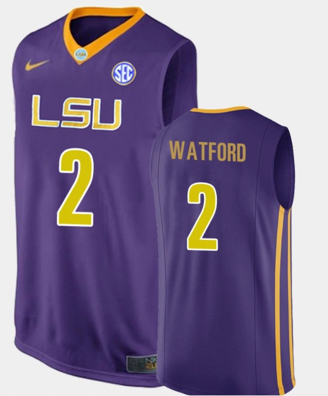 Trendon Watford Jersey LSU Tigers College Basketball SEC Purple Replica #2 by My store basketball