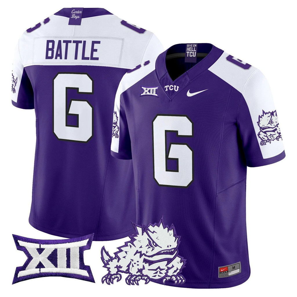 Trent Battle Jersey #6 TCU Horned Frogs 2025 Vapor Limited Stitched Purple Alter by My Store NCAA Football Jerseys