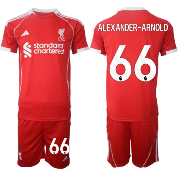Trent Alexander-Arnold Jersey #66 Liverpool Red Home 2025-26 Soccer Suit by Soccer Jersey
