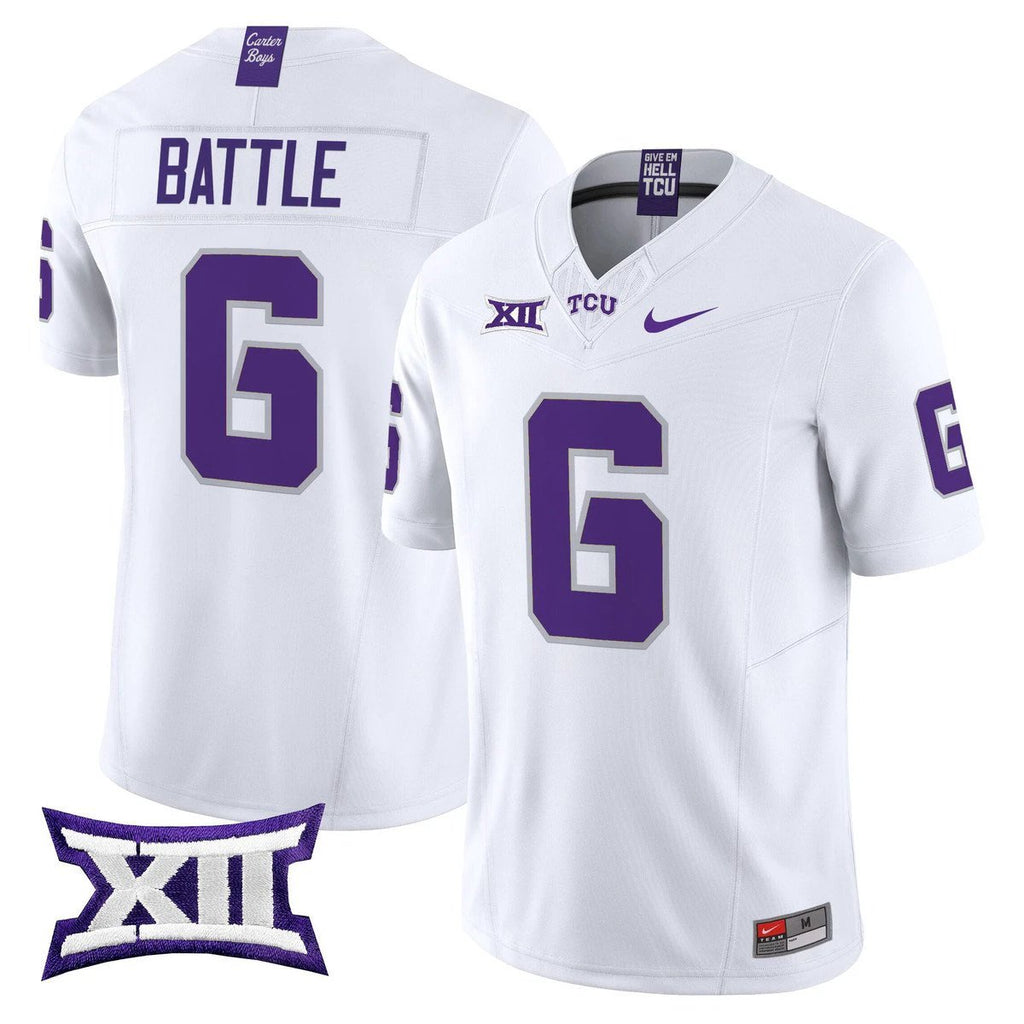 Trent Battle Jersey #6 TCU Horned Frogs 2025 Vapor Limited Stitched White by My Store NCAA Football Jerseys