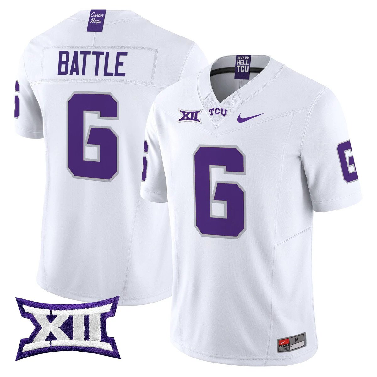 Trent Battle Jersey #6 TCU Horned Frogs 2025 Vapor Limited Stitched White by My Store NCAA Football Jerseys