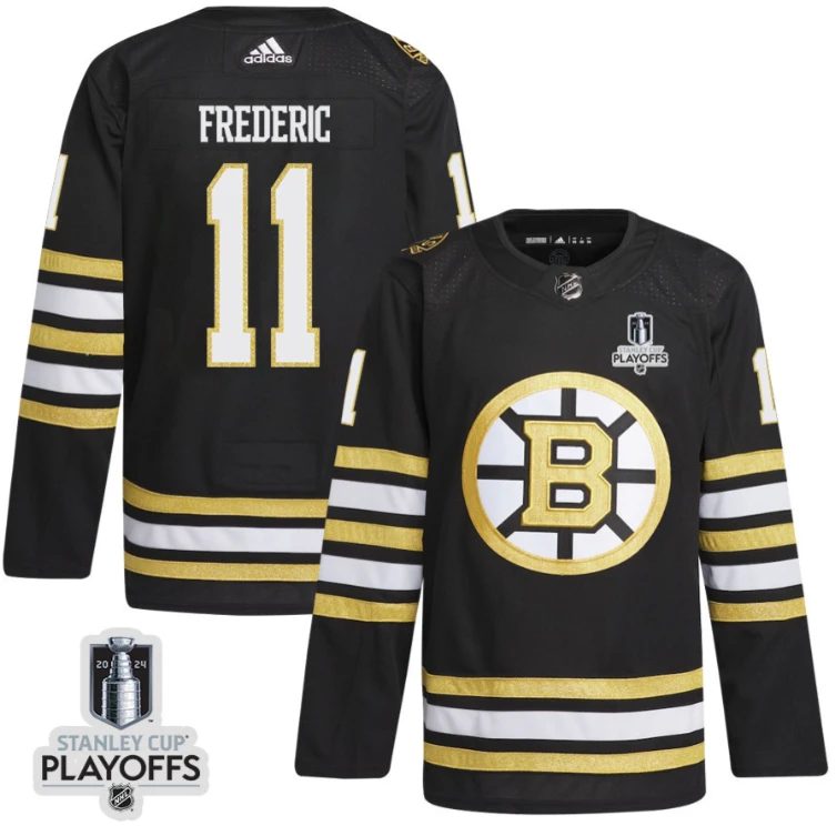 Trent Frederic 11 Boston Bruins 2024 NHL Playoffs Patch Home Jersey - Men, Black by Hockey David