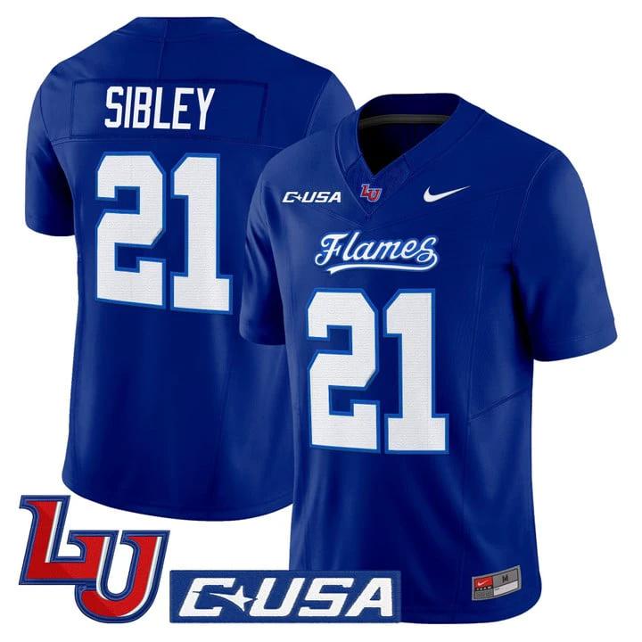 Treon Sibley Jersey #21 Liberty Flames 2025 Vapor Limited Stitched Mono Navy by NCAA Football Jersey