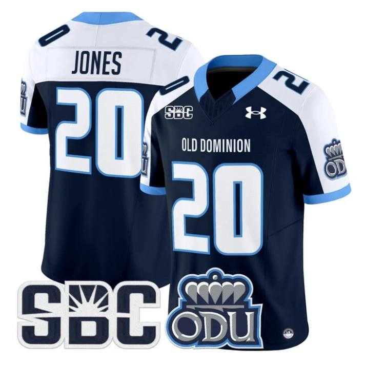 Trequan Jones Jersey #20 Old Dominion Monarchs 2025 Vapor Stitched Navy Alter by My Store NCAA Football Jerseys