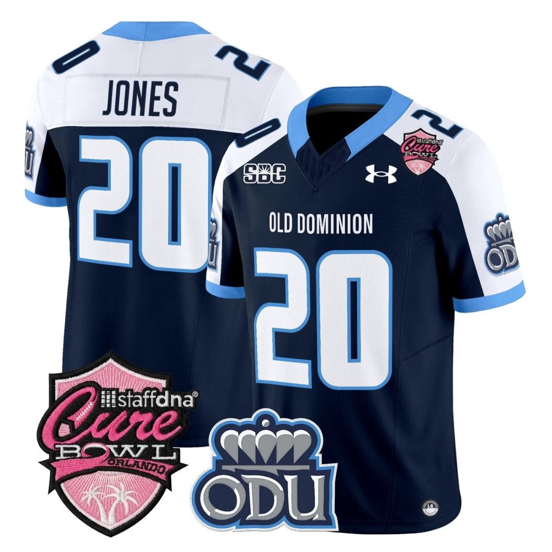 Trequan Jones Jersey #20 Old Dominion Monarchs 2025 Cure Bowl Stitched by My Store NCAA Football Jerseys