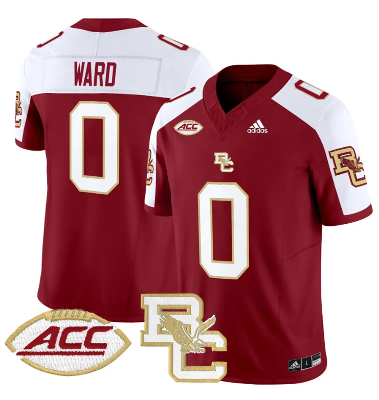 Treshaun Ward Jersey #0 Boston College Eagles 2024 Stitched Maroon Alternate by NCAA Football Jersey