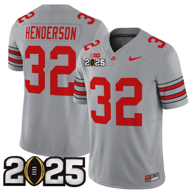 Treveyon Henderson Jersey #32 Ohio State 'Heritage Stripe' 2025 CFP Final Gray by NCAA Football Jersey