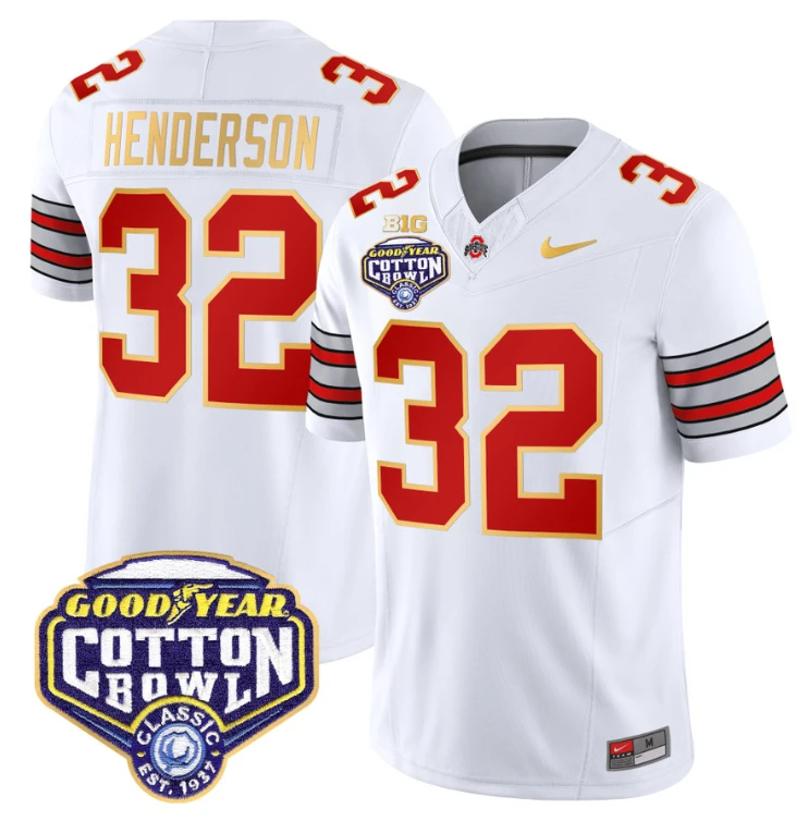 Treveyon Henderson Jersey #32 Ohio State 'Heritage Stripe' Cotton Bowl White by My Store