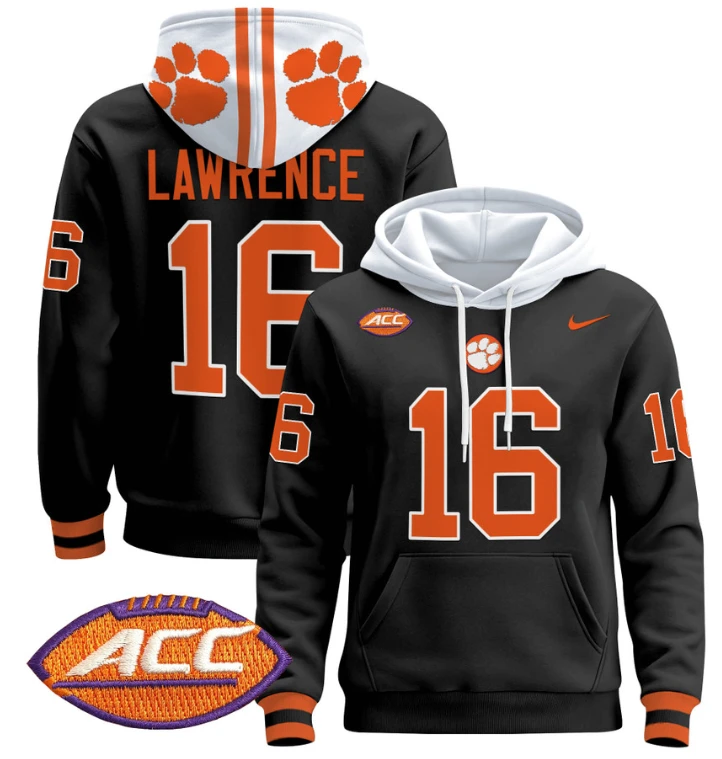 Trevor Lawrence Hoodie #16 Clemson Tigers Pullover All Stitched by Hoodie Pullover