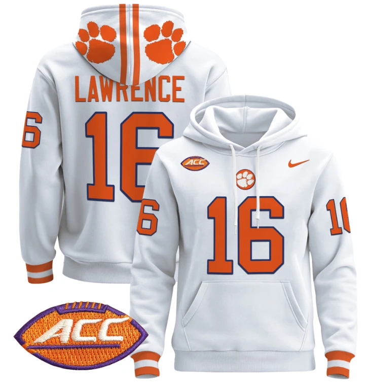 Trevor Lawrence Hoodie #16 Clemson Tigers Pullover All Stitched by Hoodie Pullover