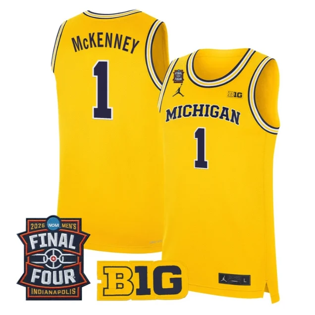 Trey McKenney Jersey #1 Michigan Wolverines 2026 Final Four Stitched Maize by My store basketball