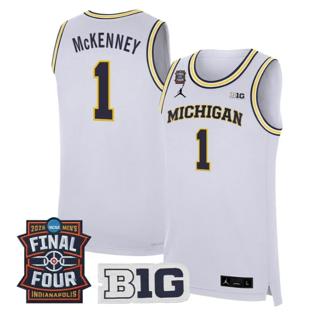 Trey McKenney Jersey #1 Michigan Wolverines 2026 Final Four Stitched White by My store basketball