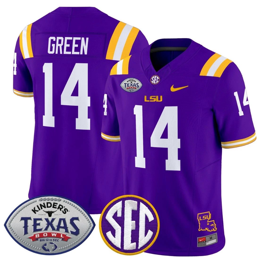 Trey'Dez Green Jersey #14 LSU Tigers 2025 Texas Bowl Limited Stitched Purple by NCAA Football Jersey