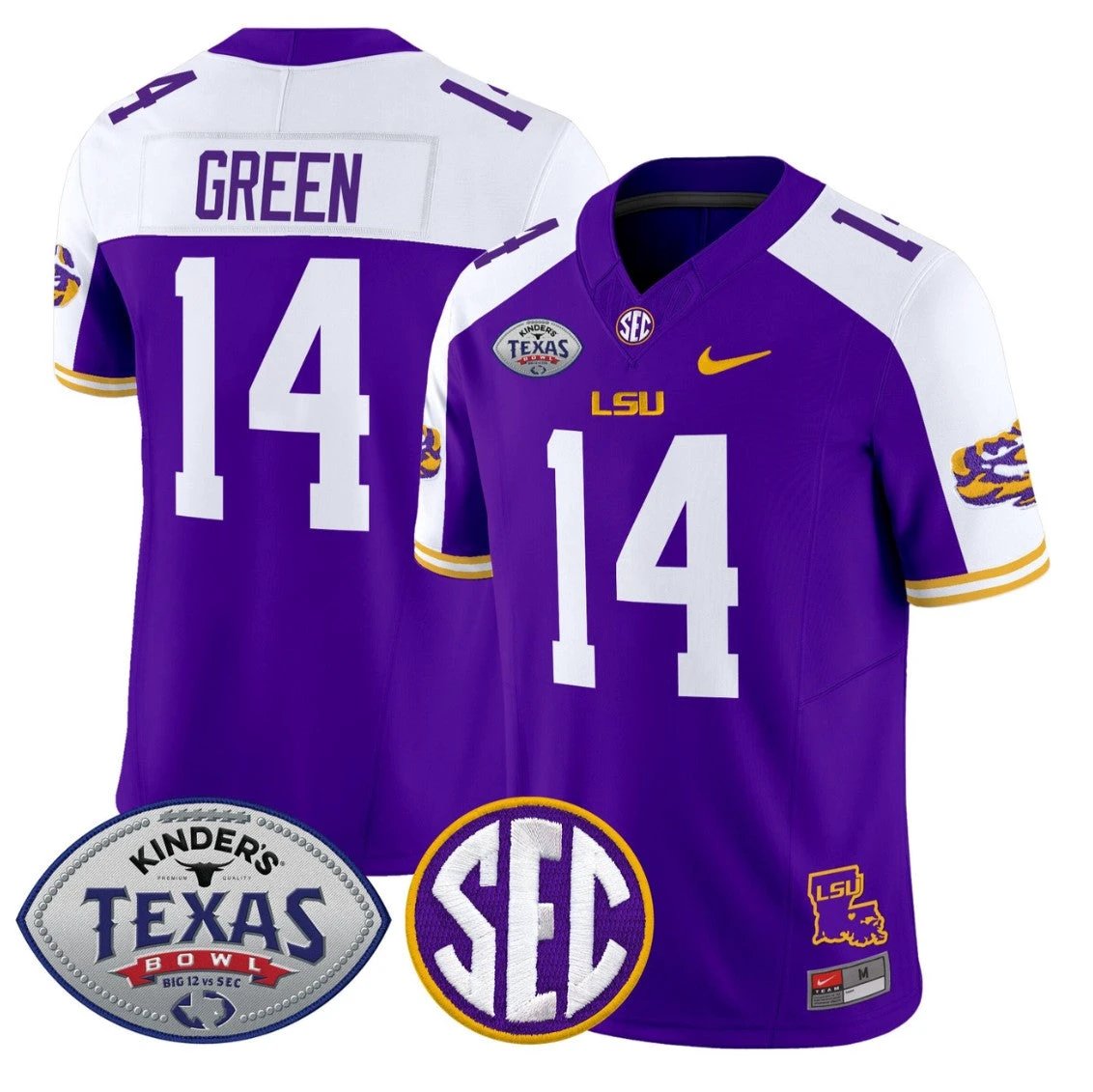 Trey'Dez Green Jersey #14 LSU Tigers 2025 Texas Bowl Limited Stitched Purple Alternate by NCAA Football Jersey