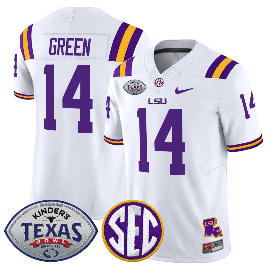Trey'Dez Green Jersey #14 LSU Tigers 2025 Texas Bowl Limited Stitched White by NCAA Football Jersey