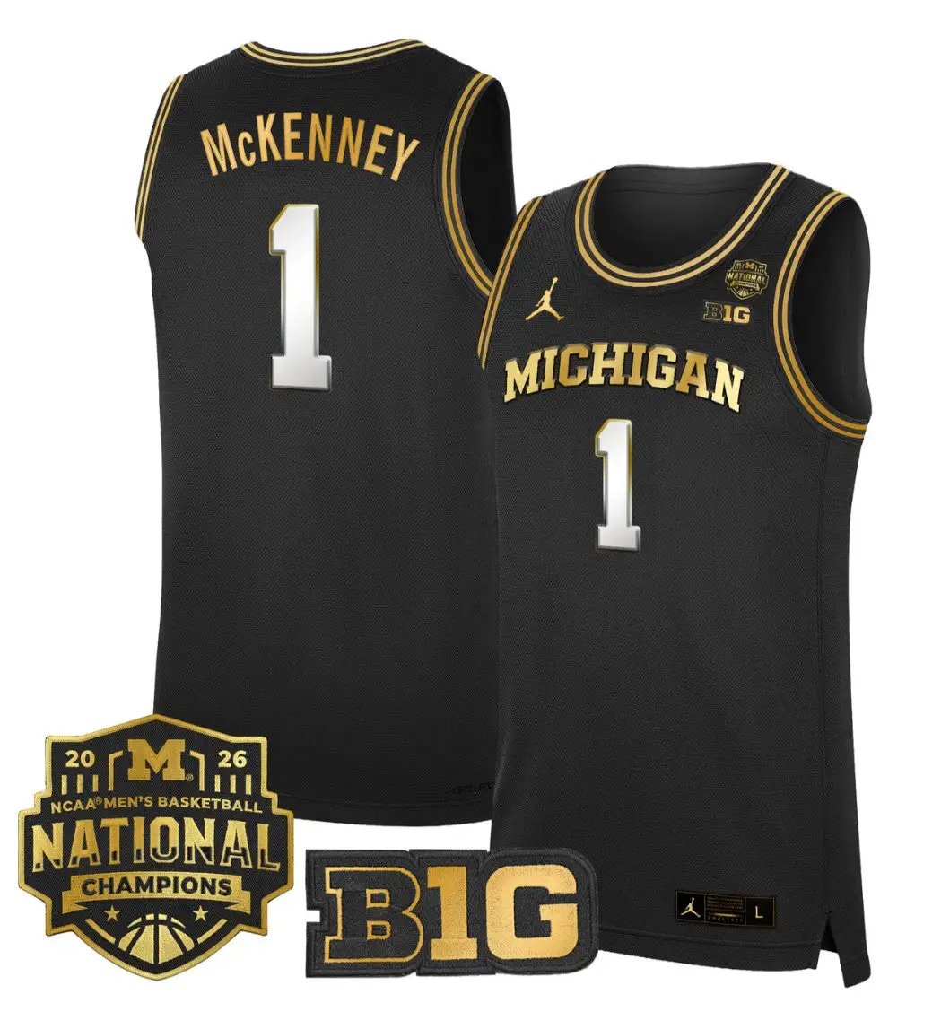 Trey McKenney Jersey #1 Michigan Wolverines 2026 National Champions Stitched by My store basketball