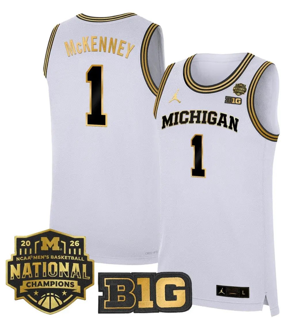 Trey McKenney Jersey #1 Michigan Wolverines 2026 National Champions Stitched by My store basketball