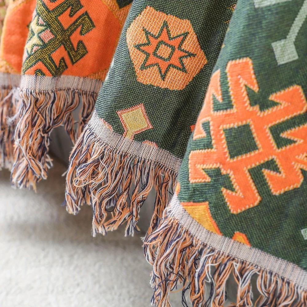 Tribal-Inspired Soft Geometric Fringe Blanket by Casa & Beyond