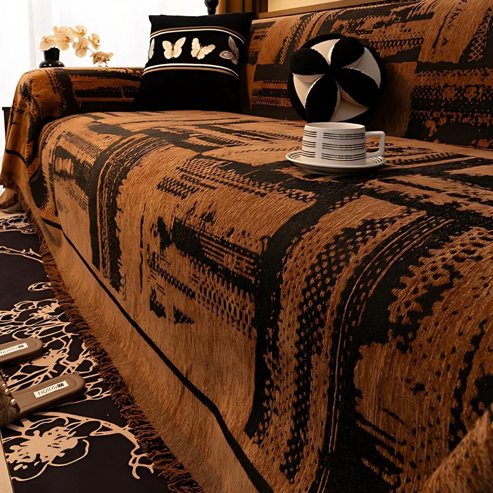 Tribal Geometric Chenille Sofa Cover by Casa & Beyond