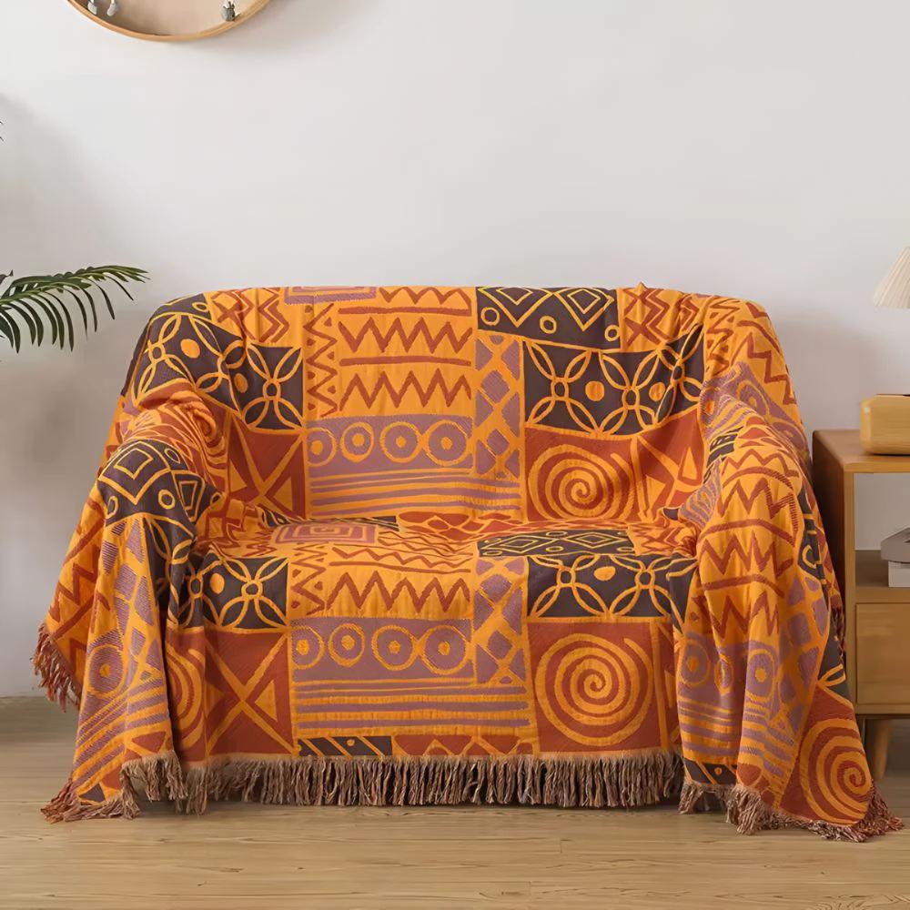 Tribal Patchwork Reversible Tassel Cotton Blanket by Casa & Beyond