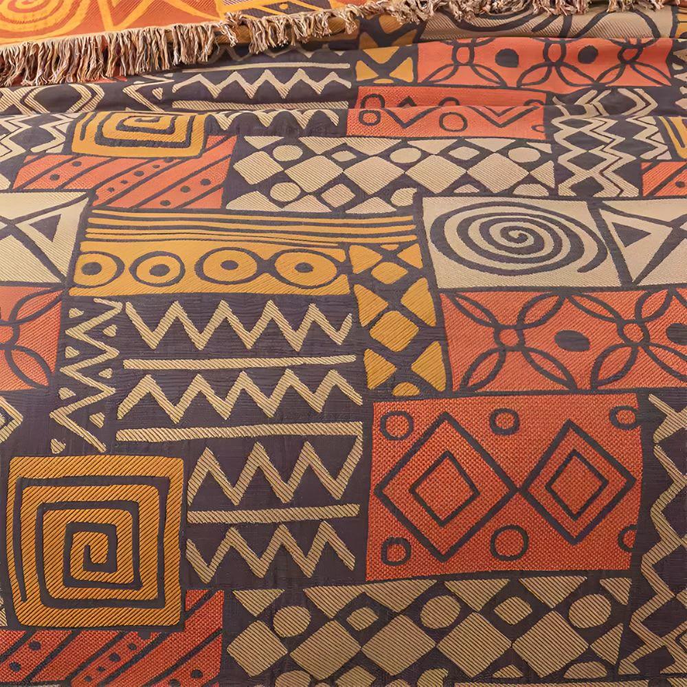 Tribal Patchwork Reversible Tassel Cotton Blanket by Casa & Beyond