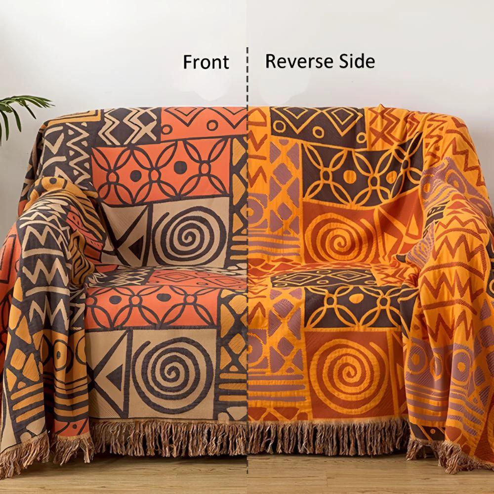 Tribal Patchwork Reversible Tassel Cotton Blanket by Casa & Beyond