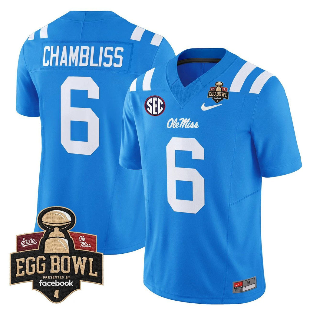 Trinidad Chambliss Jersey #6 Ole Miss Rebels 2025 Egg Bowl Stitched by My Store NCAA Football Jerseys