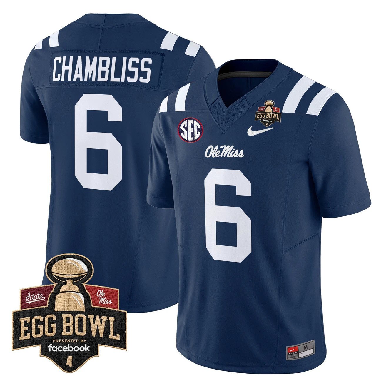 Trinidad Chambliss Jersey #6 Ole Miss Rebels 2025 Egg Bowl Stitched by My Store NCAA Football Jerseys