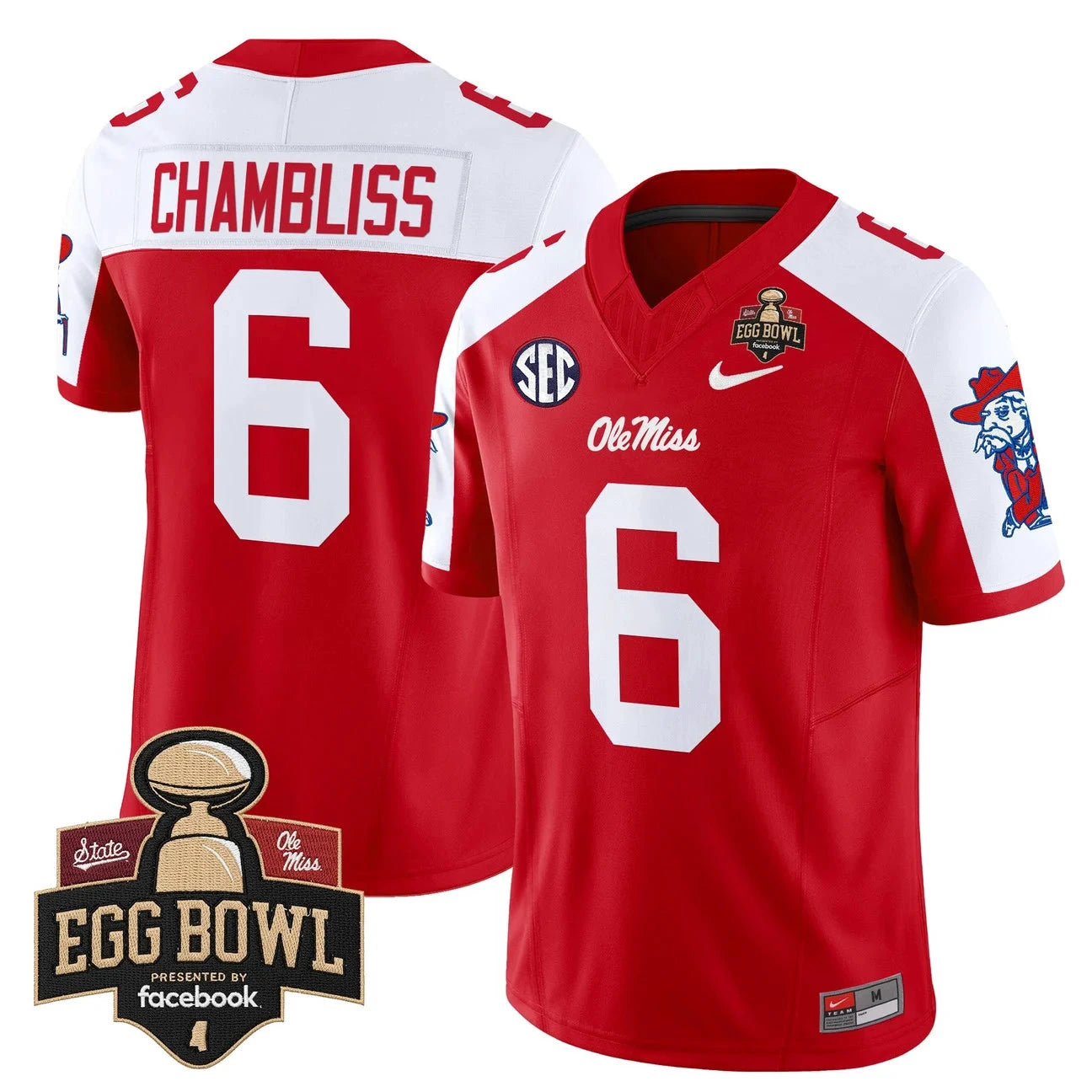 Trinidad Chambliss Jersey #6 Ole Miss Rebels 2025 Egg Bowl Stitched by My Store NCAA Football Jerseys