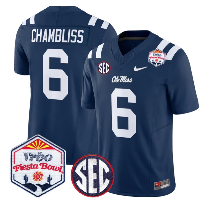 Trinidad Chambliss Jersey #6 Ole Miss Rebels 2026 Fiesta Bow Stitched by My Store NCAA Football Jerseys