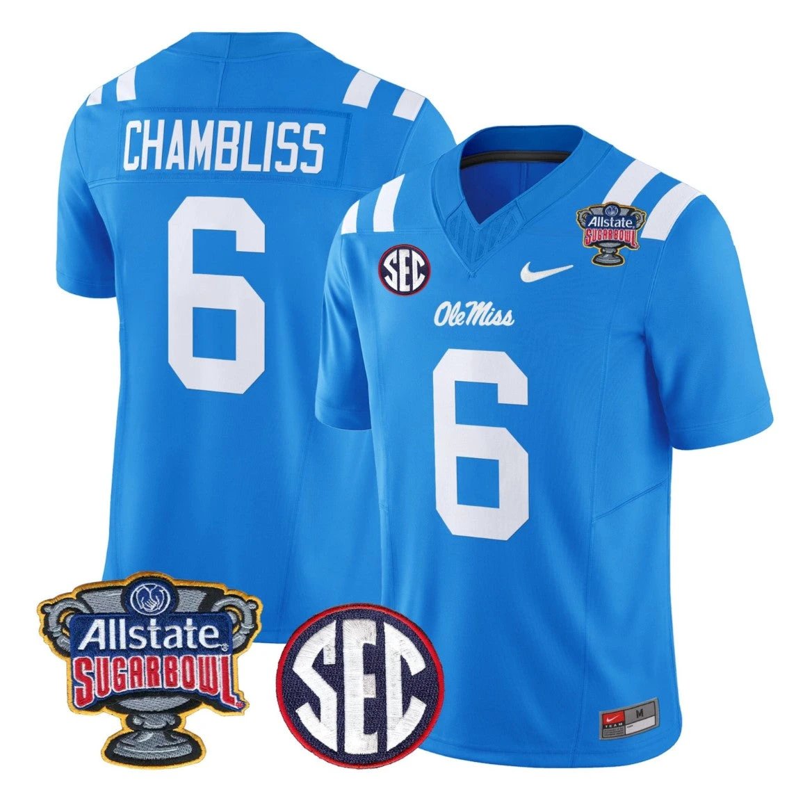 Trinidad Chambliss Jersey #6 Ole Miss Rebels 2026 Sugar Bowl Stitched by My Store NCAA Football Jerseys