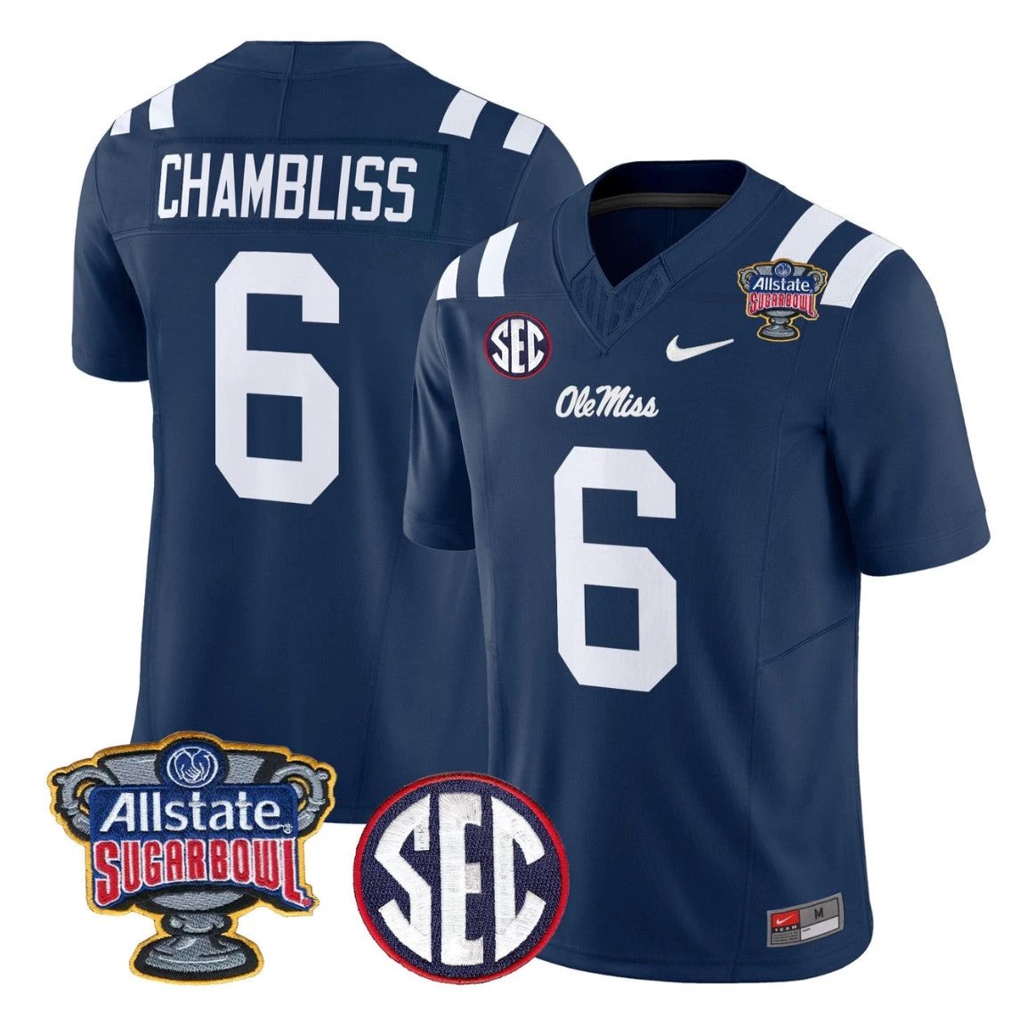 Trinidad Chambliss Jersey #6 Ole Miss Rebels 2026 Sugar Bowl Stitched by My Store NCAA Football Jerseys