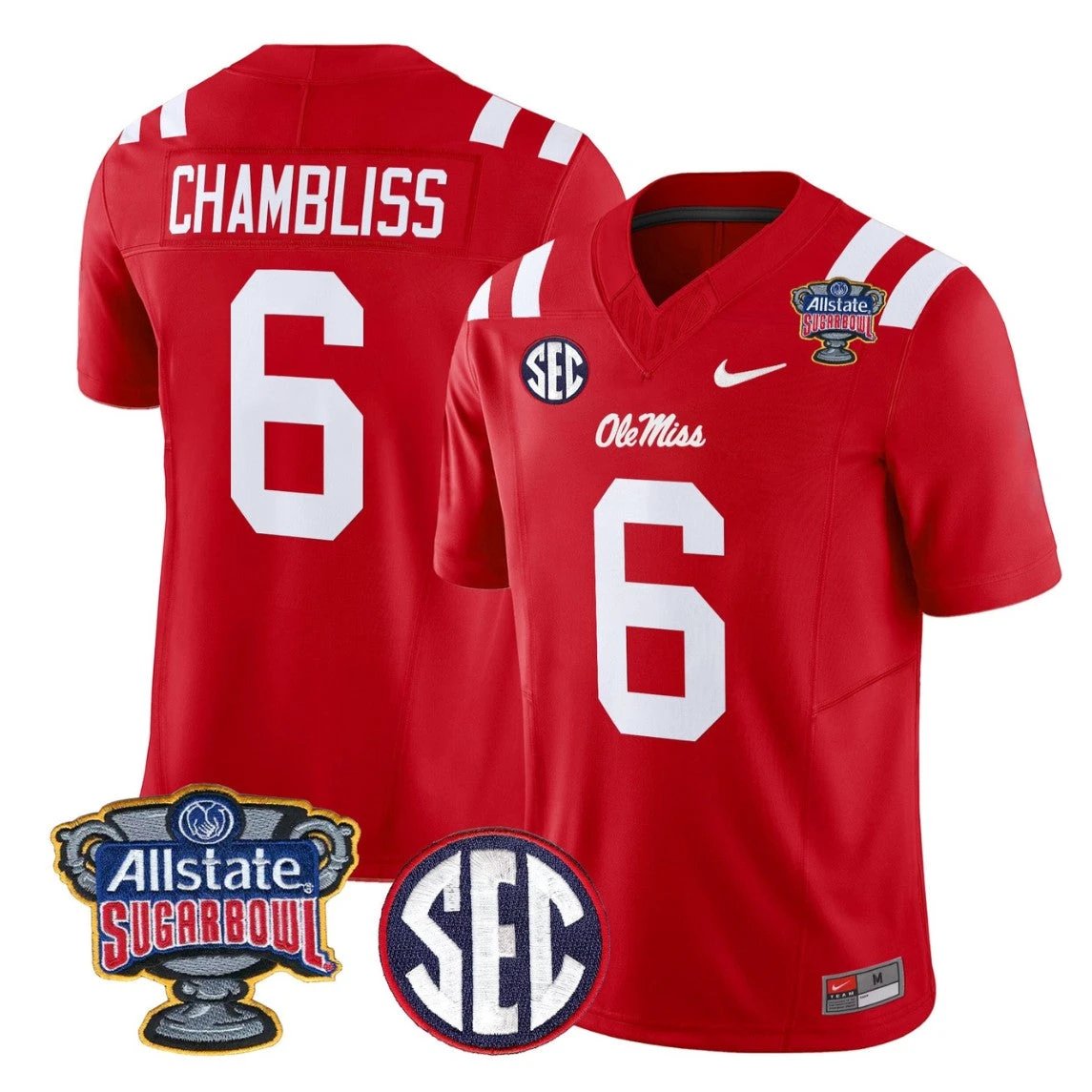 Trinidad Chambliss Jersey #6 Ole Miss Rebels 2026 Sugar Bowl Stitched by My Store NCAA Football Jerseys
