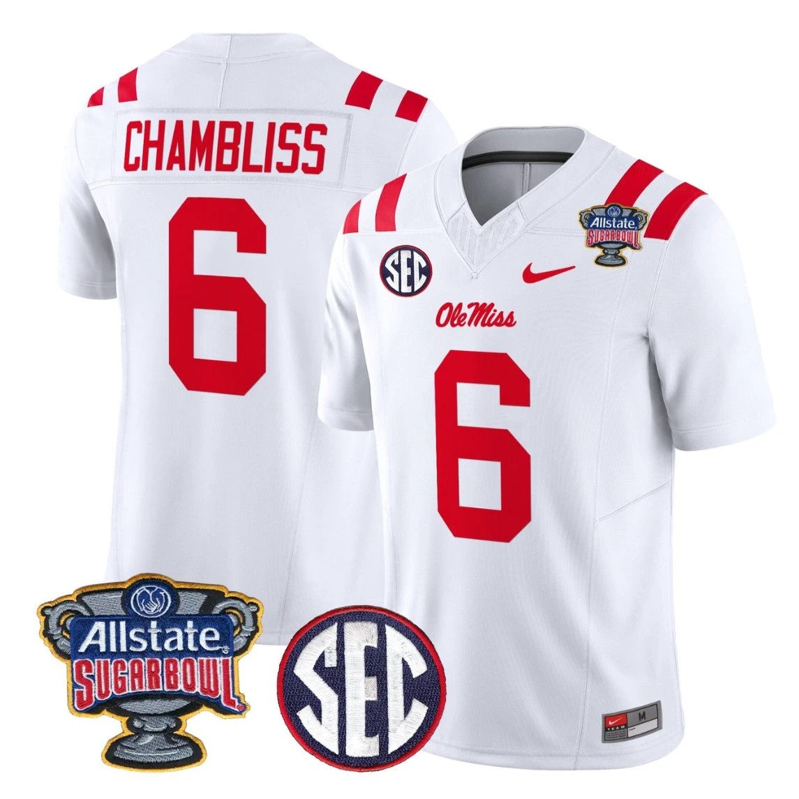Trinidad Chambliss Jersey #6 Ole Miss Rebels 2026 Sugar Bowl Stitched by My Store NCAA Football Jerseys