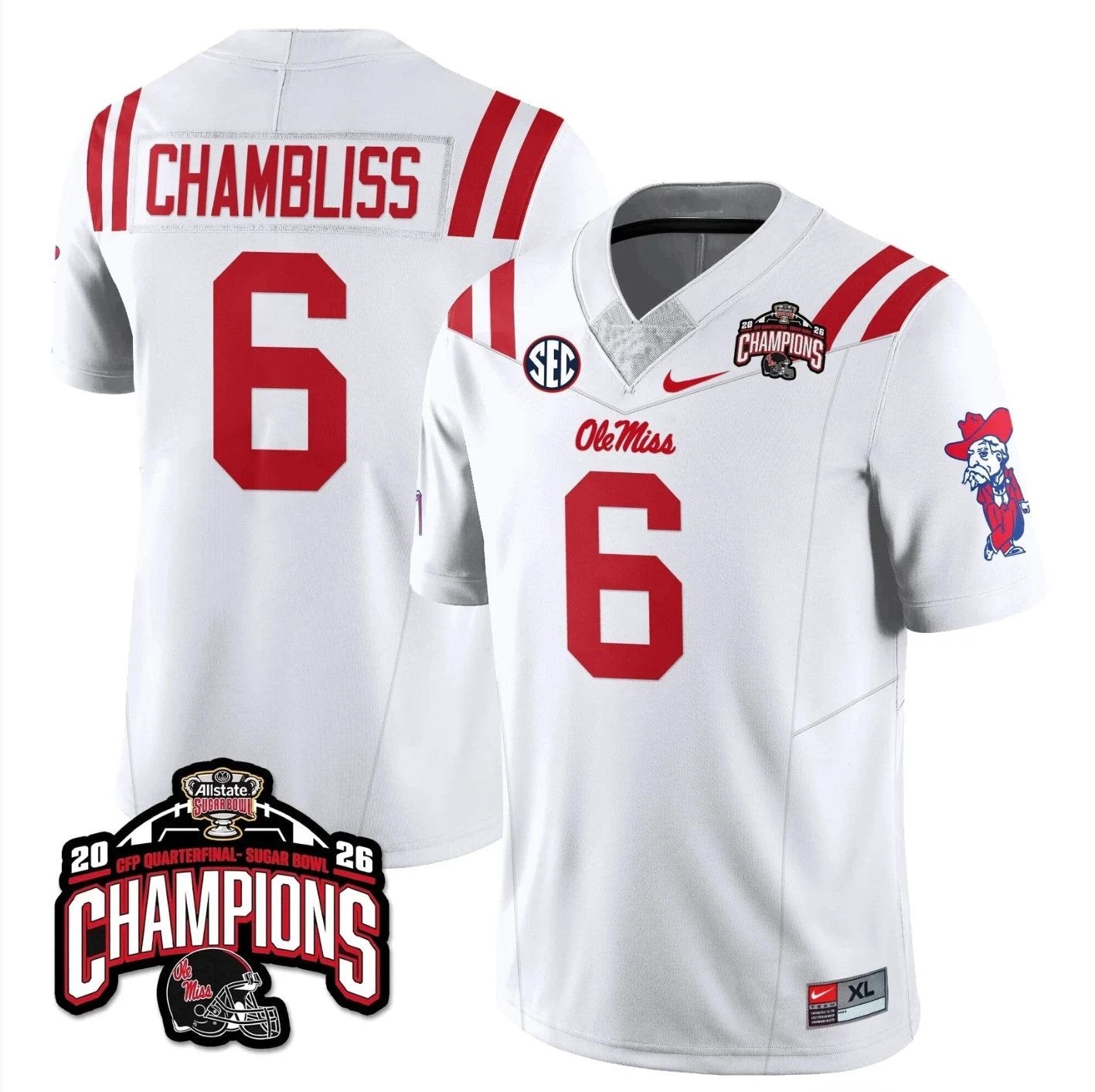 Trinidad Chambliss Jersey #6 Ole Miss Sugar Bowl Champions Stitched by My Store NCAA Football Jerseys