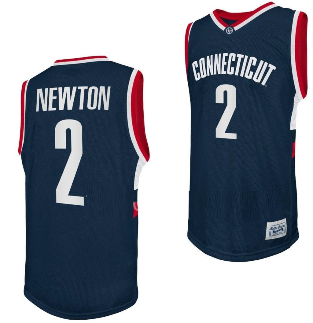 Tristen Newton Jersey UConn Huskies College Basketball Navy Retro #2 by My store basketball