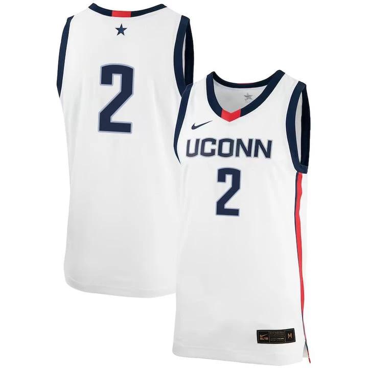 Tristen Newton Jersey UConn Huskies College Basketball No Name White #2 by My store basketball