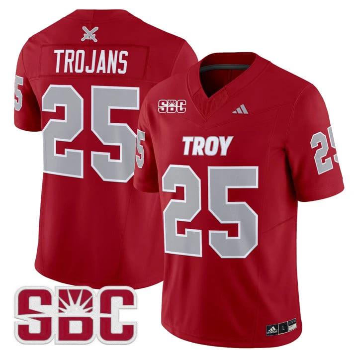 Trojans Jersey #25 Troy Trojans 2025 Vapor Limited Stitched by My Store NCAA Football Jerseys