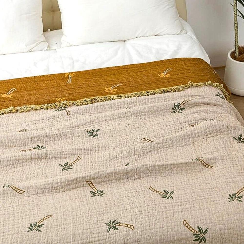Tropical Palm Tree Reversible Cotton Blanket by Casa & Beyond