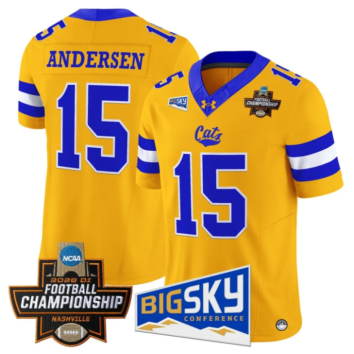 Troy Andersen Jersey #15 Montana State Bobcats 2026 Football Championship Gold by My Store NCAA Football Jerseys