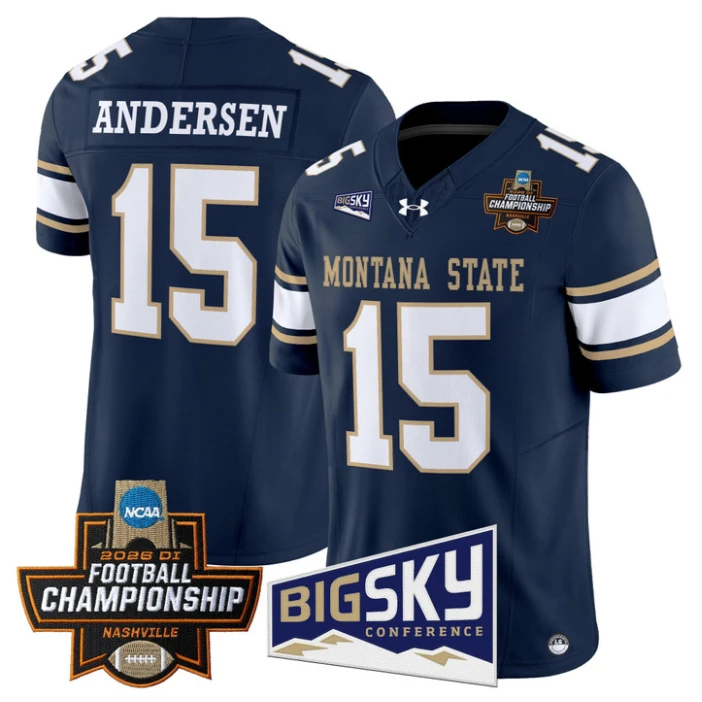 Troy Andersen Jersey #15 Montana State Bobcats 2026 Football Championship Navy by My Store NCAA Football Jerseys