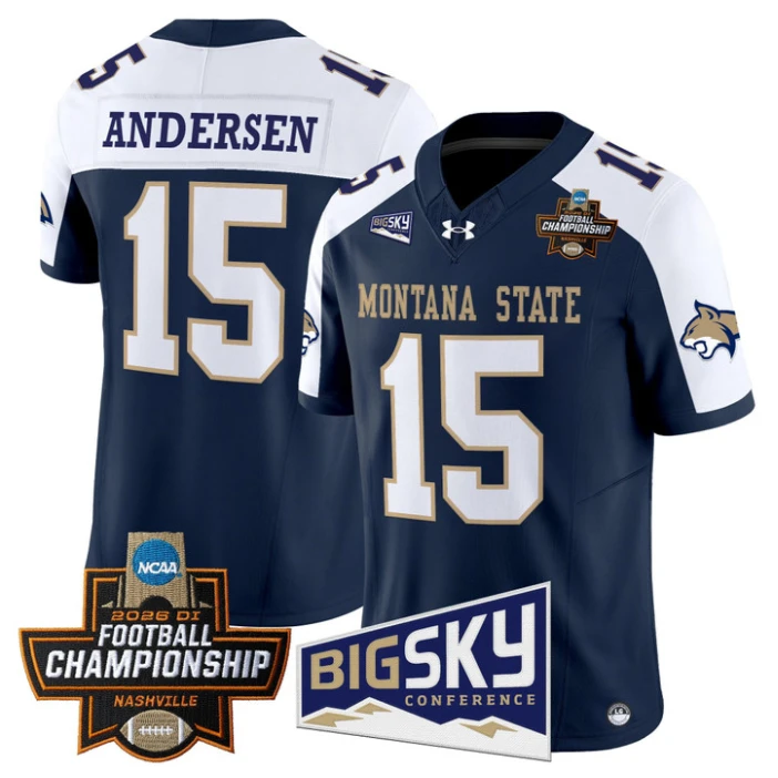 Troy Andersen Jersey #15 Montana State Bobcats 2026 Football Championship Navy Alternate by My Store NCAA Football Jerseys