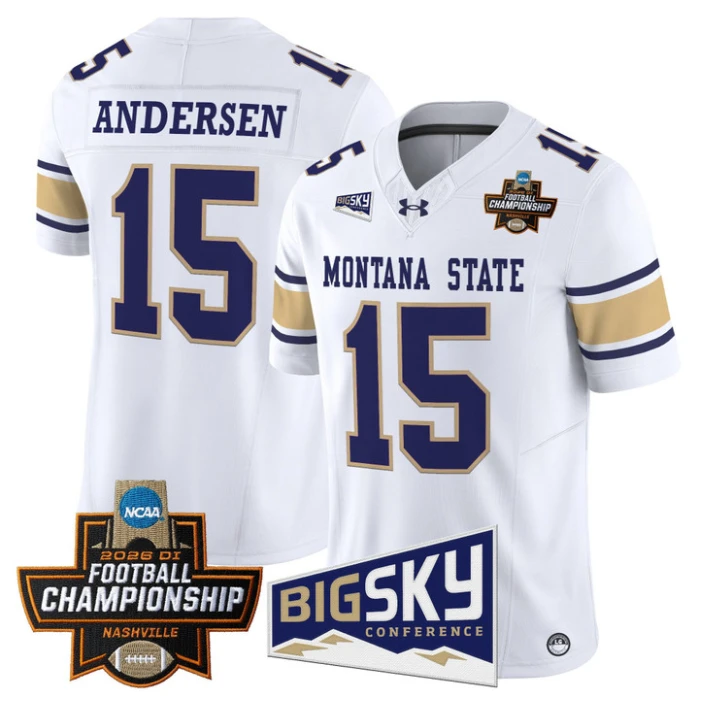 Troy Andersen Jersey #15 Montana State Bobcats 2026 Football Championship White by My Store NCAA Football Jerseys
