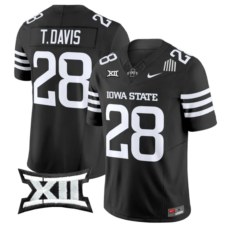 Troy Davis Jersey #28 Iowa State Cyclones 2025 Limited Stitched Black by My Store NCAA Football Jerseys